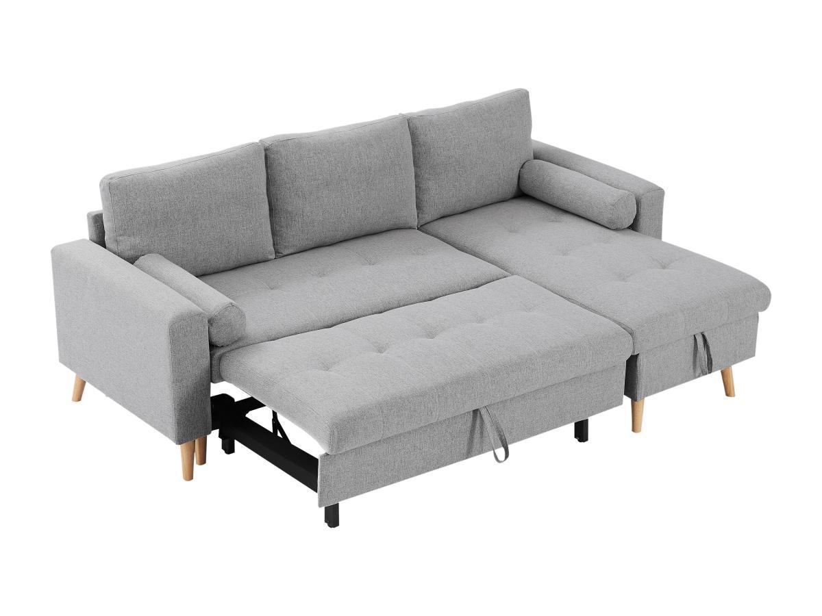 Vente-unique Ecksofa mit Schlaffunktion & Bettkasten + Sessel - Stoff - Hellgrau - KORI  