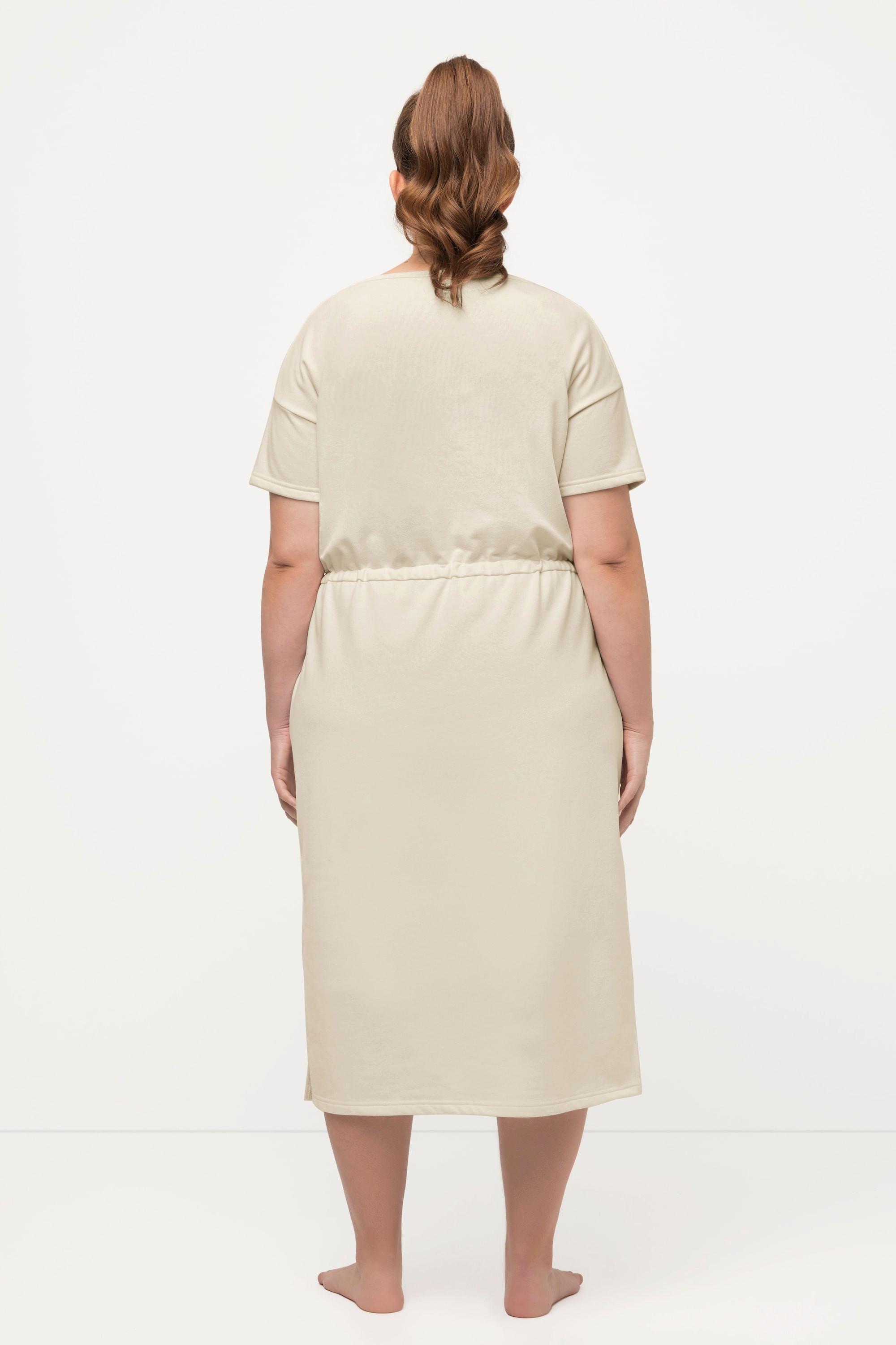 Ulla Popken Robe d'intérieur en molleton Oversize Col Rond Manches Courtes  