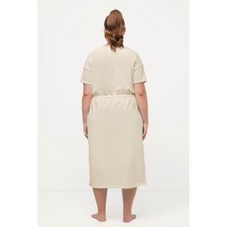 Ulla Popken Robe d'intérieur en molleton Oversize Col Rond Manches Courtes  