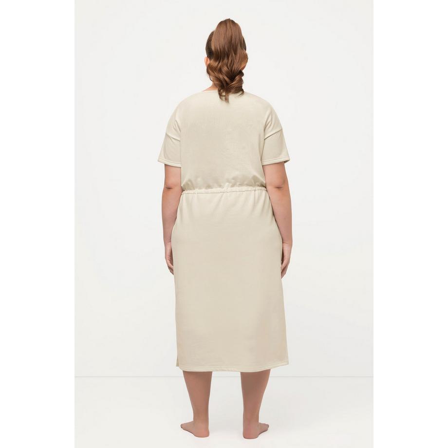 Ulla Popken Robe d'intérieur en molleton Oversize Col Rond Manches Courtes  