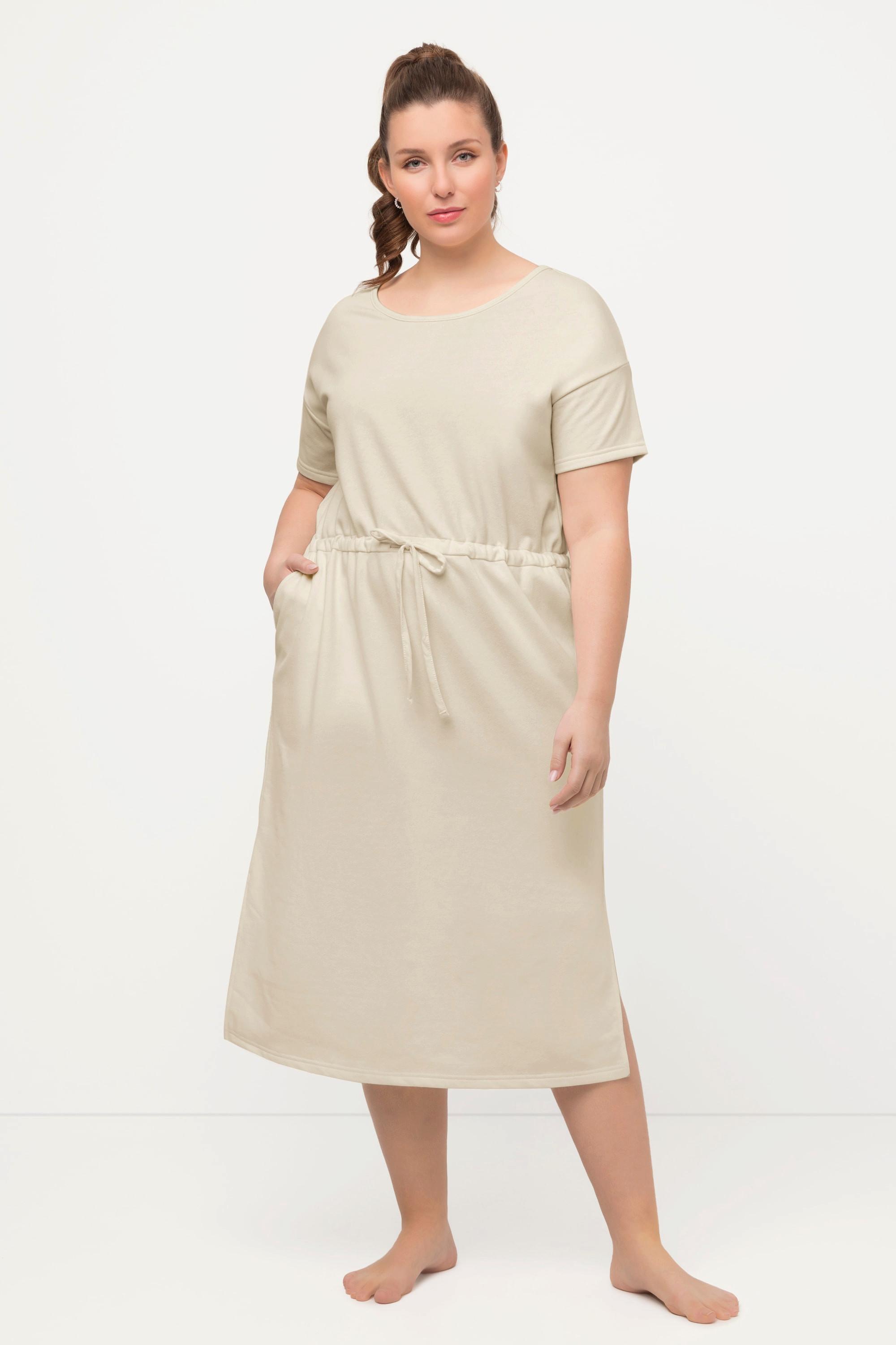 Ulla Popken Robe d'intérieur en molleton Oversize Col Rond Manches Courtes  