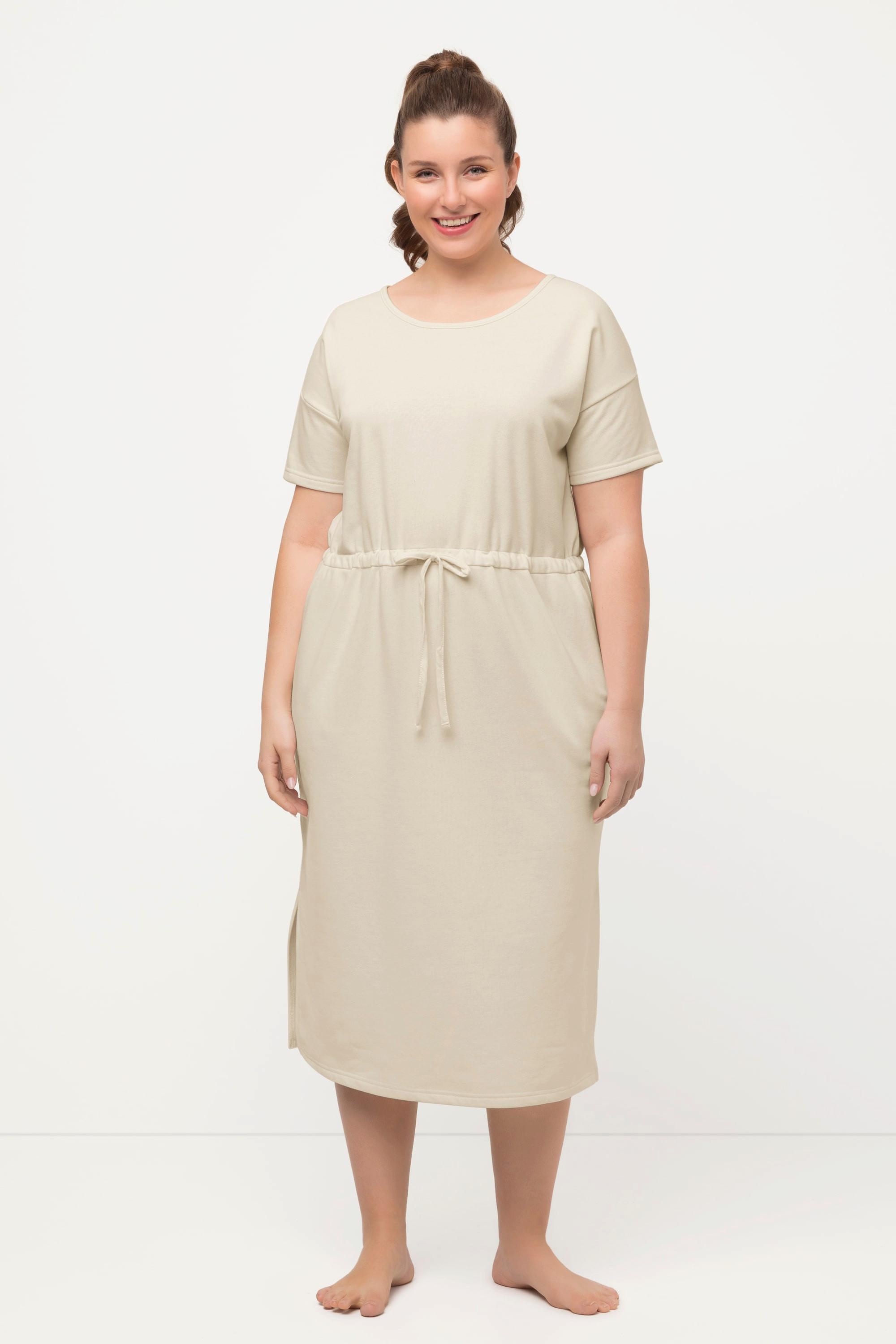 Ulla Popken Robe d'intérieur en molleton Oversize Col Rond Manches Courtes  