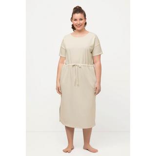 Ulla Popken Robe d'intérieur en molleton Oversize Col Rond Manches Courtes  