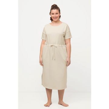 Robe d'intérieur en molleton, coupe oversize. Col rond et manches courtes.