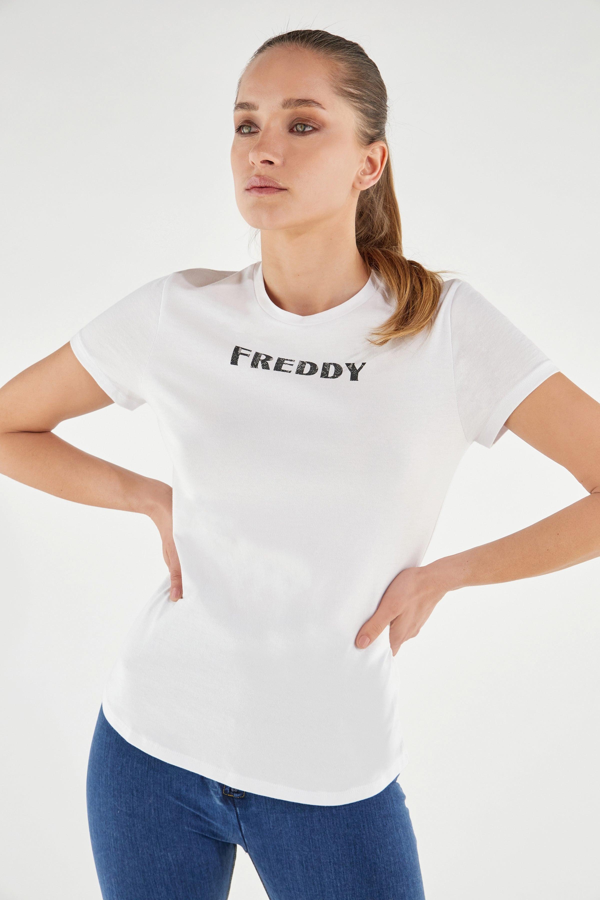 FREDDY Kurzarm T-Shirt mit Reptilmuster Logo  
