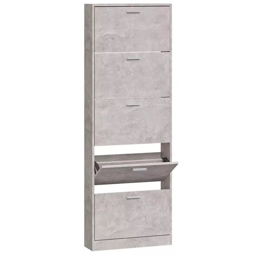 vidaXL Schuhschrank Betongrau 59x17x169 cm Holzwerkstoff
