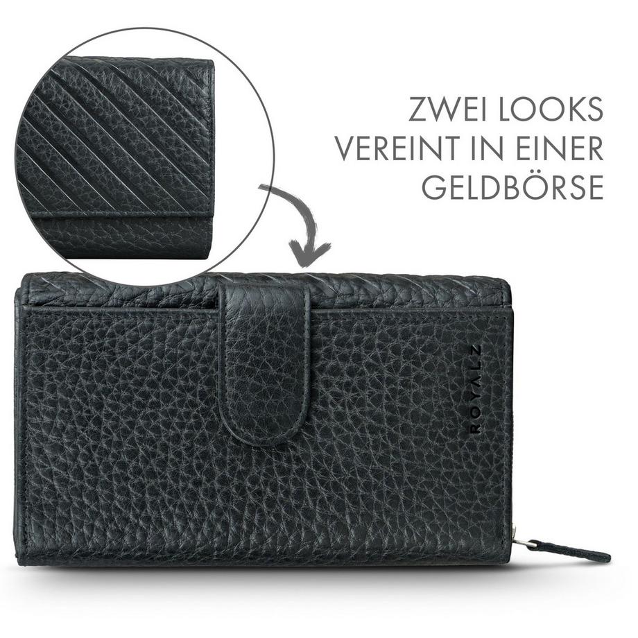 Only-bags.store  Vintage Leder Geldbörse groß mit vielen Fächern RFID Blocker 