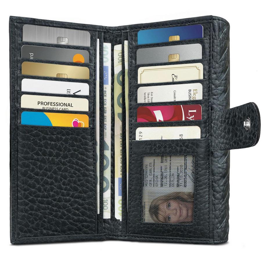 Only-bags.store  Vintage Leder Geldbörse groß mit vielen Fächern RFID Blocker 