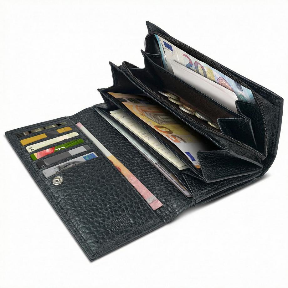 Only-bags.store  Vintage Leder Geldbörse groß mit vielen Fächern RFID Blocker 