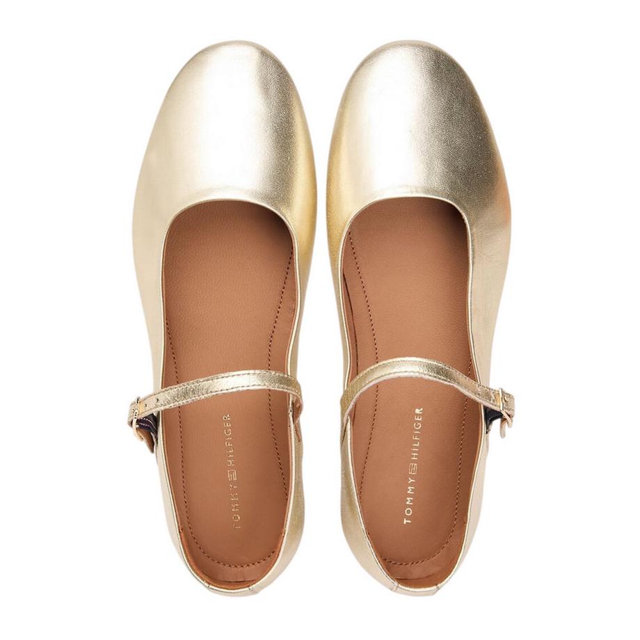 TOMMY HILFIGER Leder Ballerinas mit Metallic Finish  