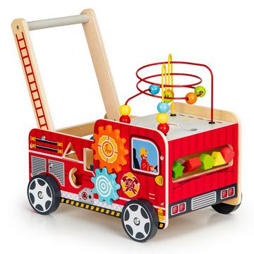 Pädagogischer Holzschieber mit Bauklötzen für Kinder – Feuerwehr