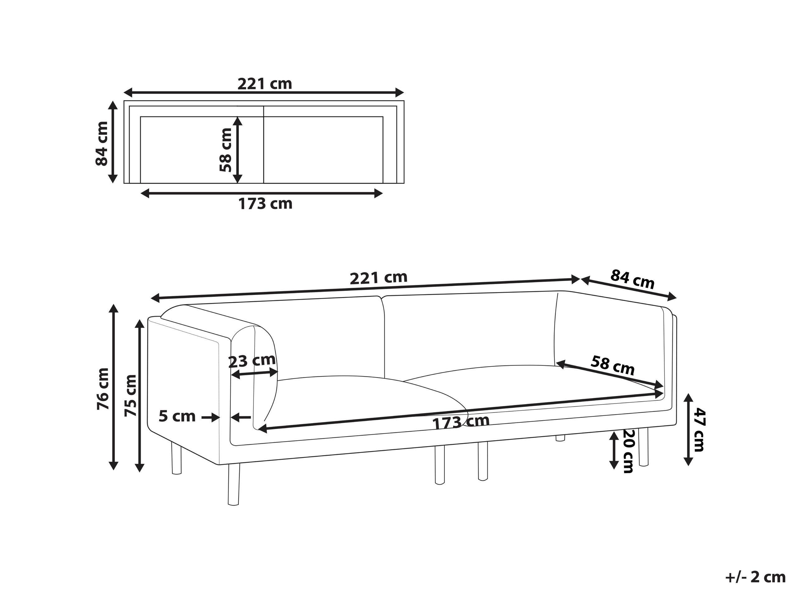 Beliani Divano 3 posti en Tessuto Moderno VORGOD  