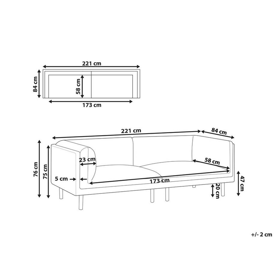Beliani Canapé 3 places en Tissu Moderne VORGOD  