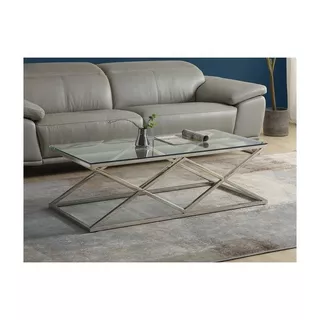 Vente-unique Couchtisch Glas Stahl Chromfarben CHARLOTTE  Transparent