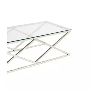 Vente-unique Couchtisch Glas Stahl Chromfarben CHARLOTTE  Transparent