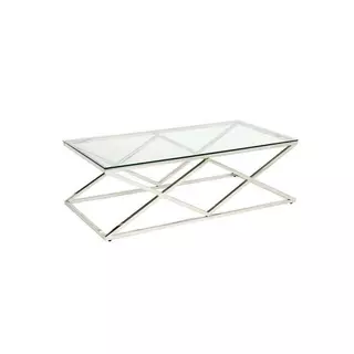 Vente-unique Couchtisch Glas Stahl Chromfarben CHARLOTTE  Transparent