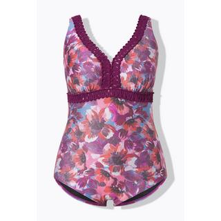 Ulla Popken Maillot de bain à bonnets souples motif floral scintillant  