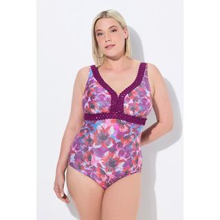 Ulla Popken Maillot de bain à bonnets souples motif floral scintillant  