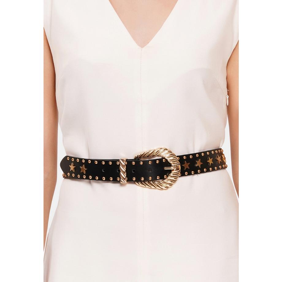 AVANT-GARDE PARIS  Ceinture noire élégante avec détails étoiles 