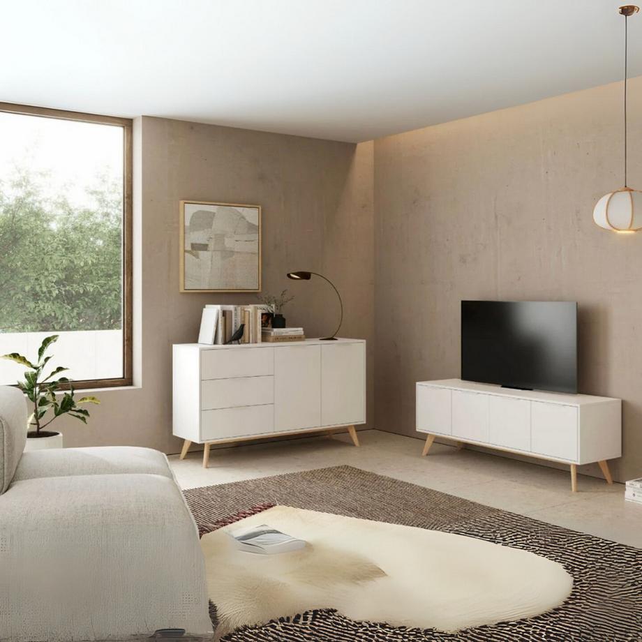 Calicosy Mobile TV 4 ante Bianco e Pino Massiccio - Campus  