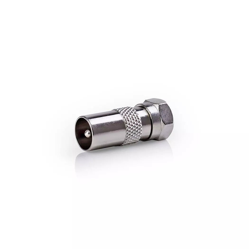 Nedis - Satelliten- & Antennenadapter | F Stecker | IEC (Koax) Stecker | Vernickelt | 75 Ohm | Gerade | Metall | Silber | 1 St. | Box, One Size