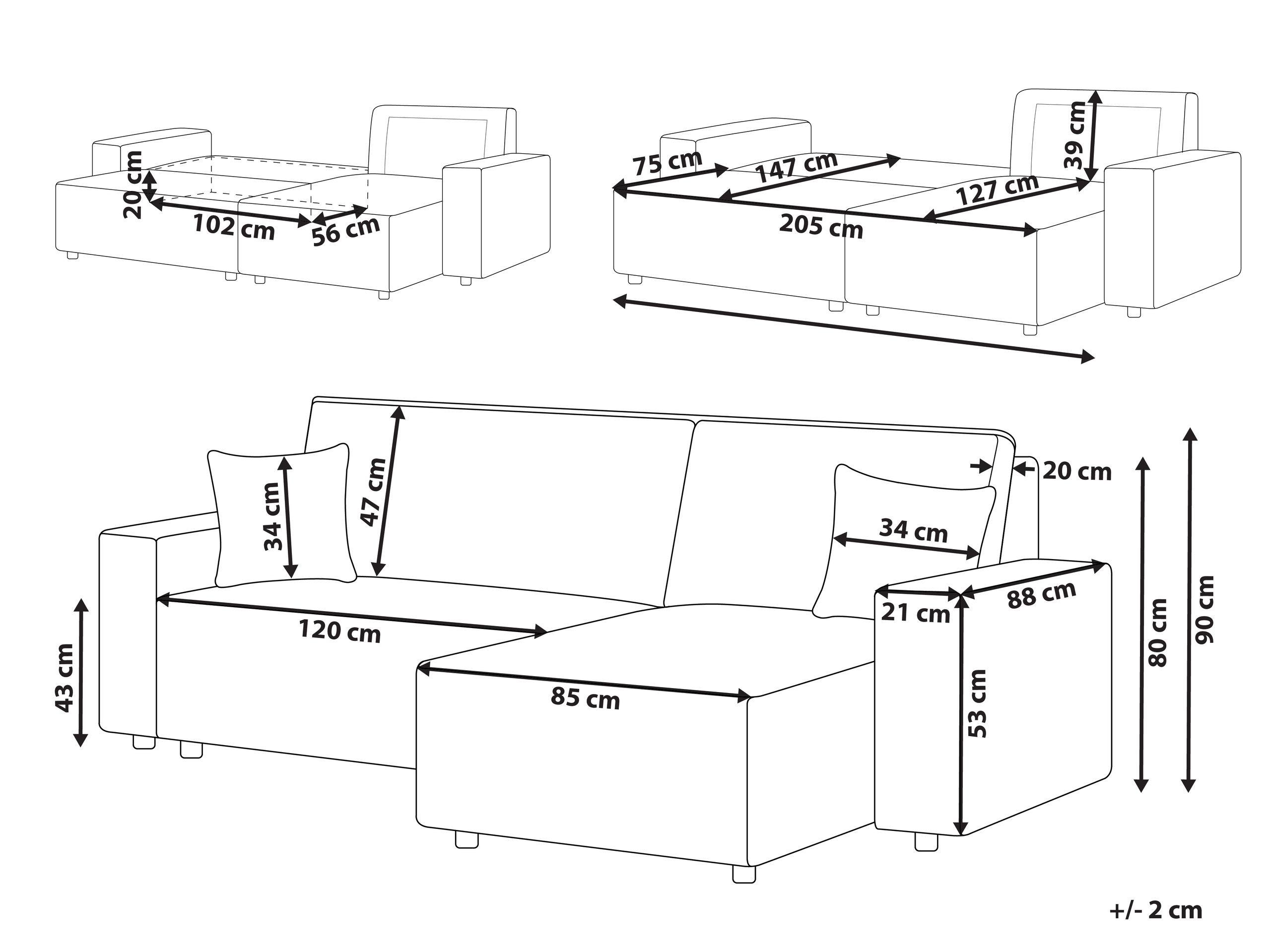 Beliani Schlafsofa aus Cord Modern ABACKA  