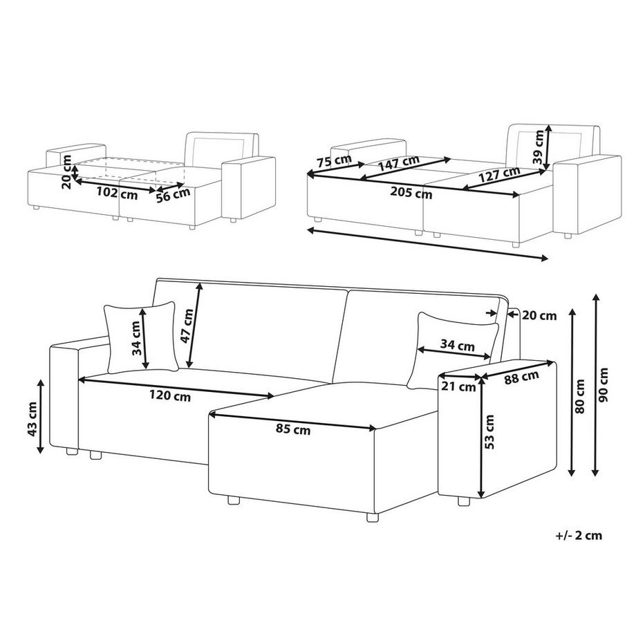 Beliani Schlafsofa aus Cord Modern ABACKA  