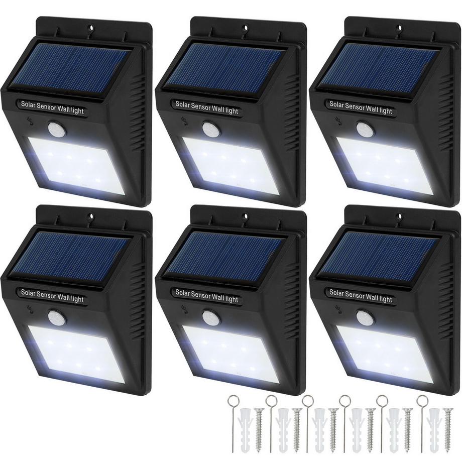 Tectake Lot de 6 spots LED solaires avec détecteur de mouvement  angle de détection de 120°  
