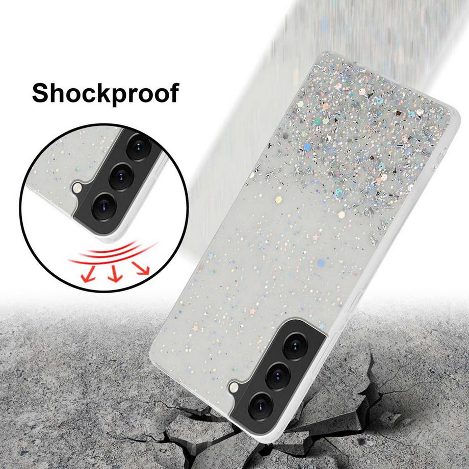 Cadorabo  Housse compatible avec Samsung Galaxy S22 PLUS - Coque de protection en silicone TPU flexible avec paillettes scintillantes 