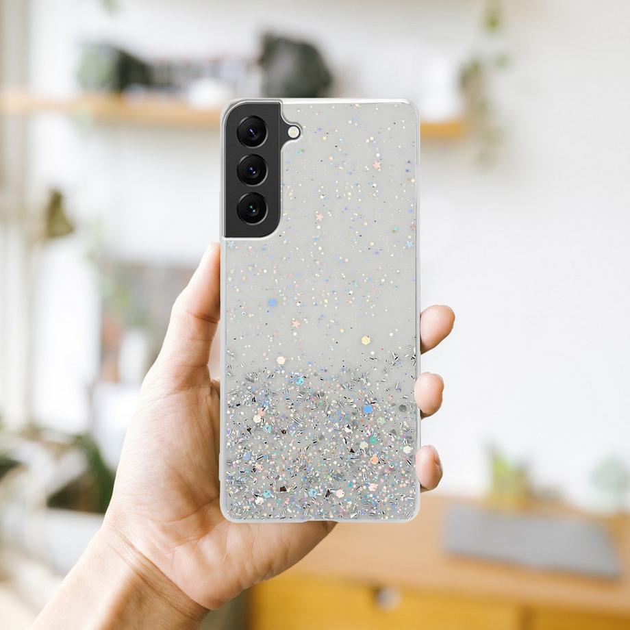 Cadorabo  Housse compatible avec Samsung Galaxy S22 PLUS - Coque de protection en silicone TPU flexible avec paillettes scintillantes 