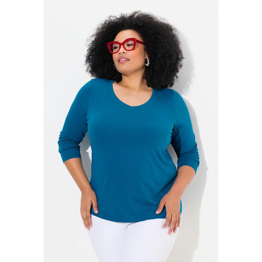 Ulla Popken Maglia Slim Fit Scollo a V Maniche Lunghe  