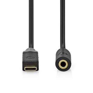 Nedis  Adaptateur USB-C™ | USB 2.0 | USB-C™ mâle | 3.5 mm femelle | 1.00 m | Rond | Plaqué or | PVC | Noir | Boîte 