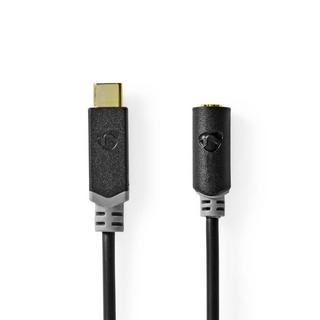 Nedis  USB-C™ Adapter | USB 2.0 | USB-C™ Stecker | 3,5 mm Buchse | 1,00 m | Rund | Vergoldet | PVC | Schwarz | Box 
