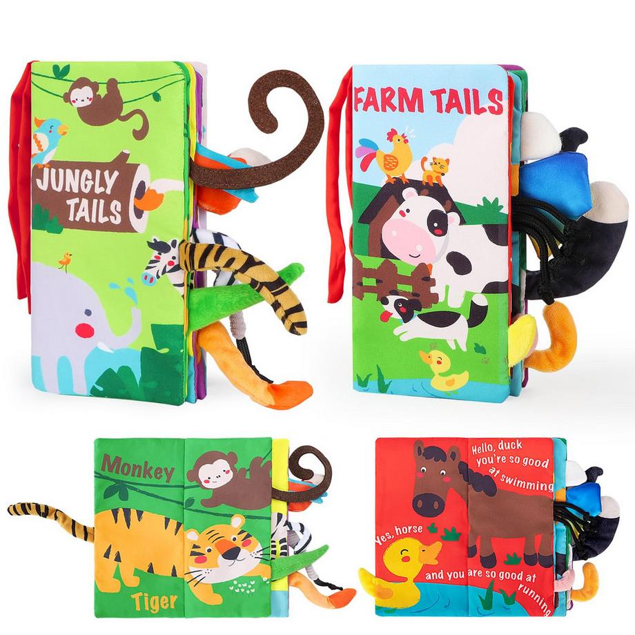 Baby Stoffbuch - 2er Pack Fühlbuch Spielzeug ab 6 Monaten