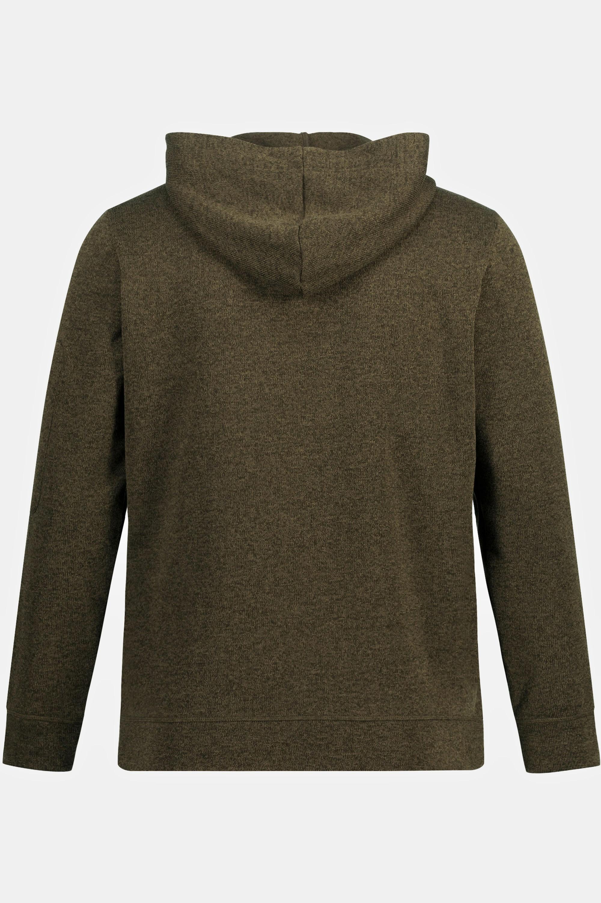 JP1880  Strickfleece-Hoodie, Kapuze, halber Zipper 