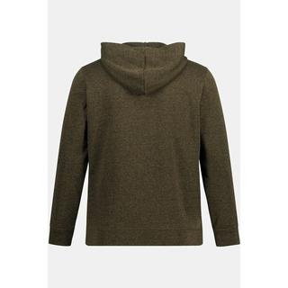 JP1880  Strickfleece-Hoodie, Kapuze, halber Zipper 