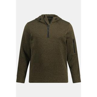 JP1880  Strickfleece-Hoodie, Kapuze, halber Zipper 