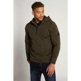 JP1880  Strickfleece-Hoodie, Kapuze, halber Zipper 