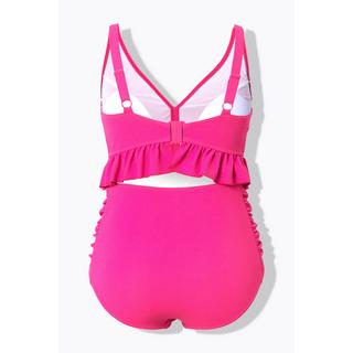 Ulla Popken  Bikini con texture, coppe morbide, ruche e spalline regolabili 