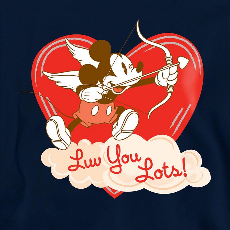 Disney  Luv You Lots! Felpa Con Cappuccio San Valentino Topolino Vintage 
