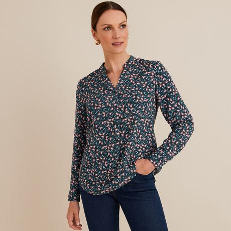 La Redoute Collections  Geblümte Bluse mit langen Ärmeln & V-Ausschnitt 