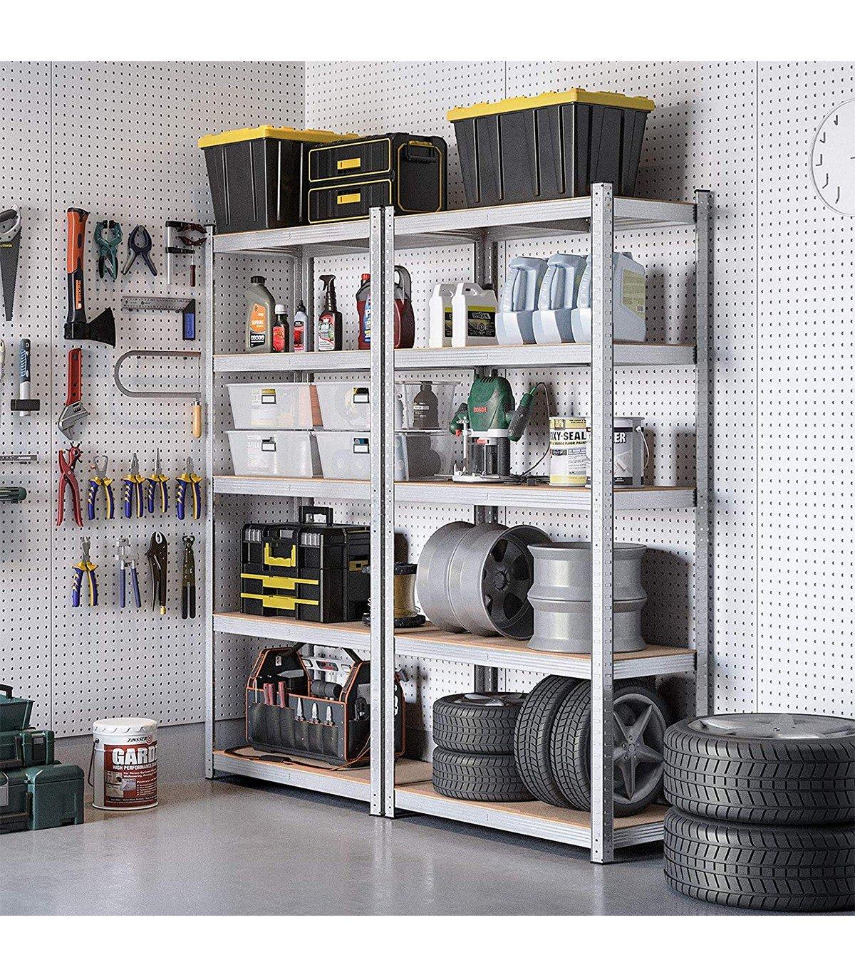 Calicosy Regale mit 5 Regalebenen und verstellbaren Brettern - H180 cm - Set aus 2  