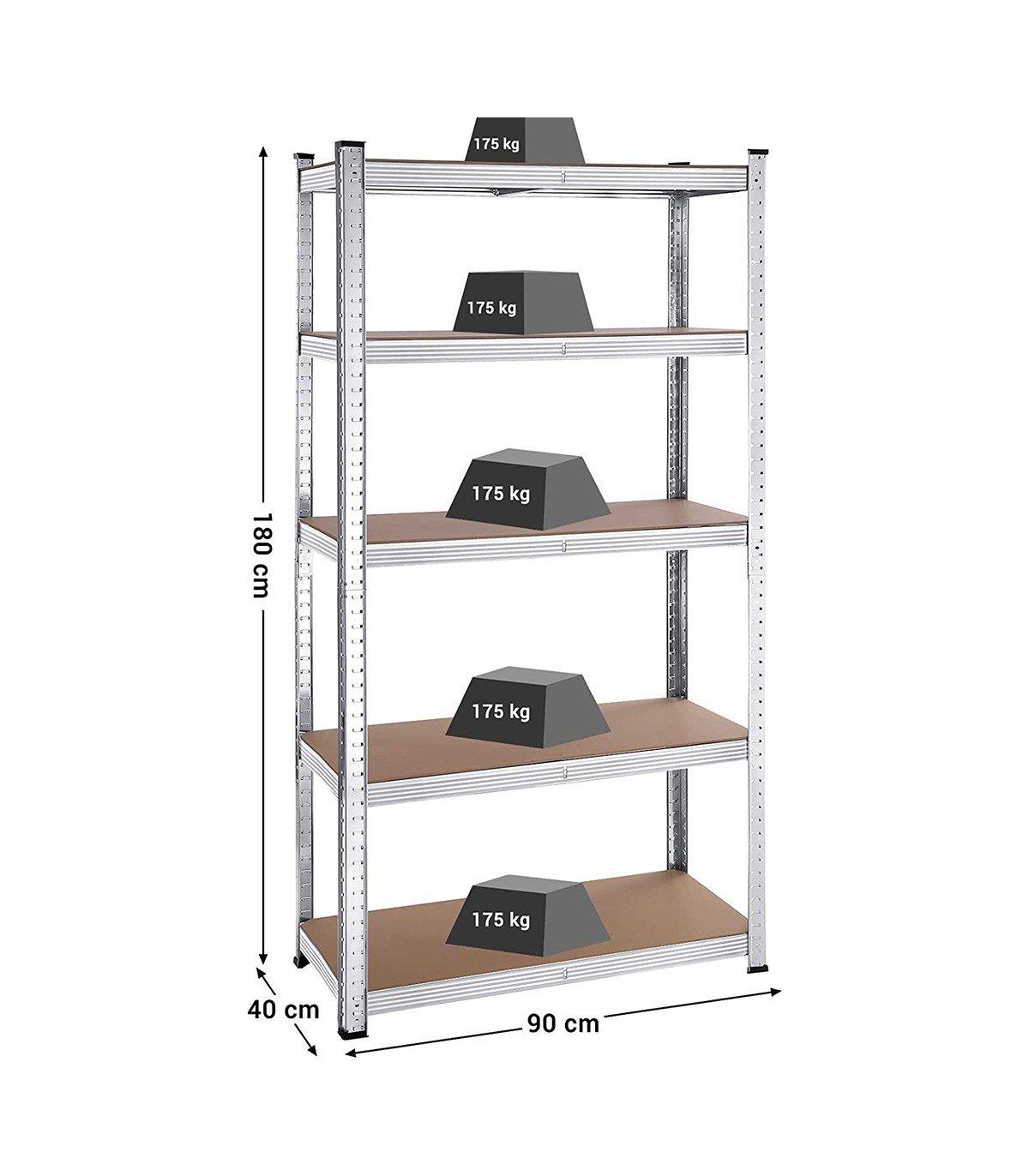 Calicosy Regale mit 5 Regalebenen und verstellbaren Brettern - H180 cm - Set aus 2  