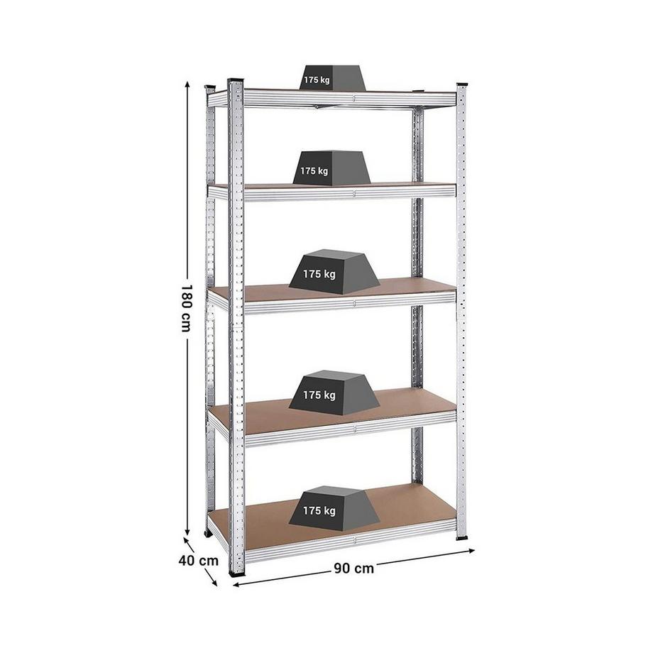 Calicosy Regale mit 5 Regalebenen und verstellbaren Brettern - H180 cm - Set aus 2  