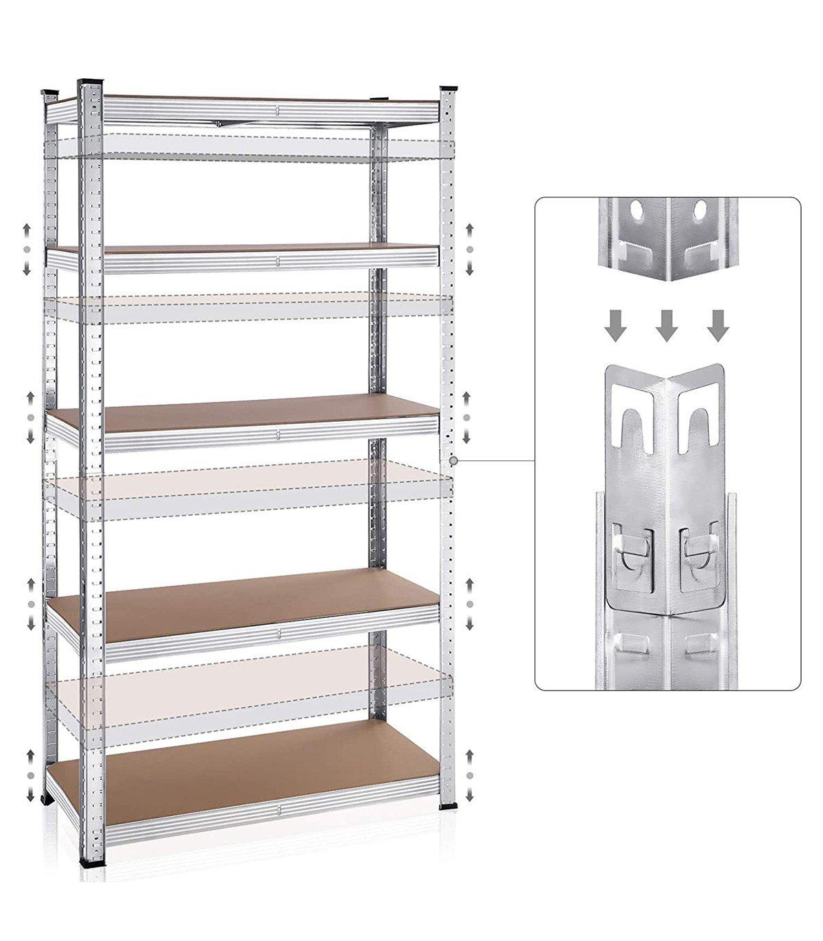 Calicosy Regale mit 5 Regalebenen und verstellbaren Brettern - H180 cm - Set aus 2  