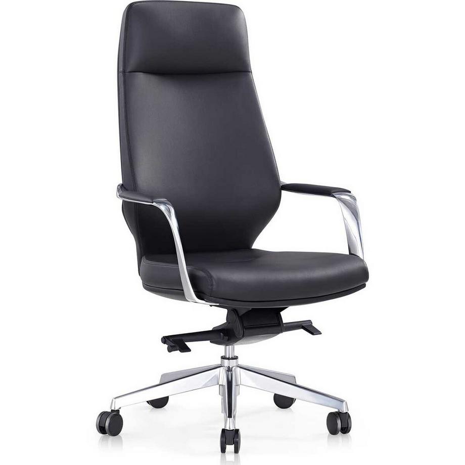 mutoni Chaise de bureau pivotante en similicuir noir  