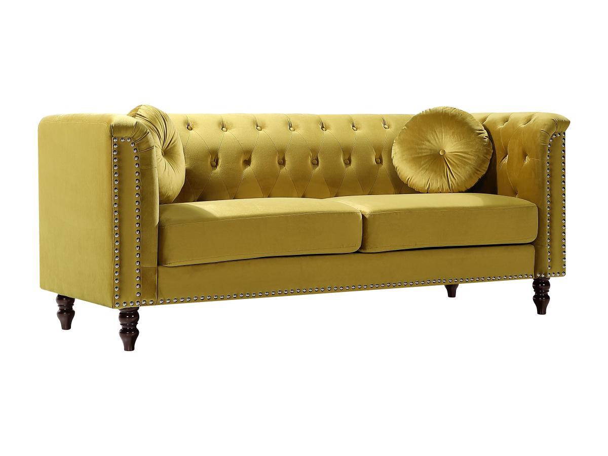 Vente-unique Sofa 3-Sitzer - Samt - Senfgelb - TURNER  