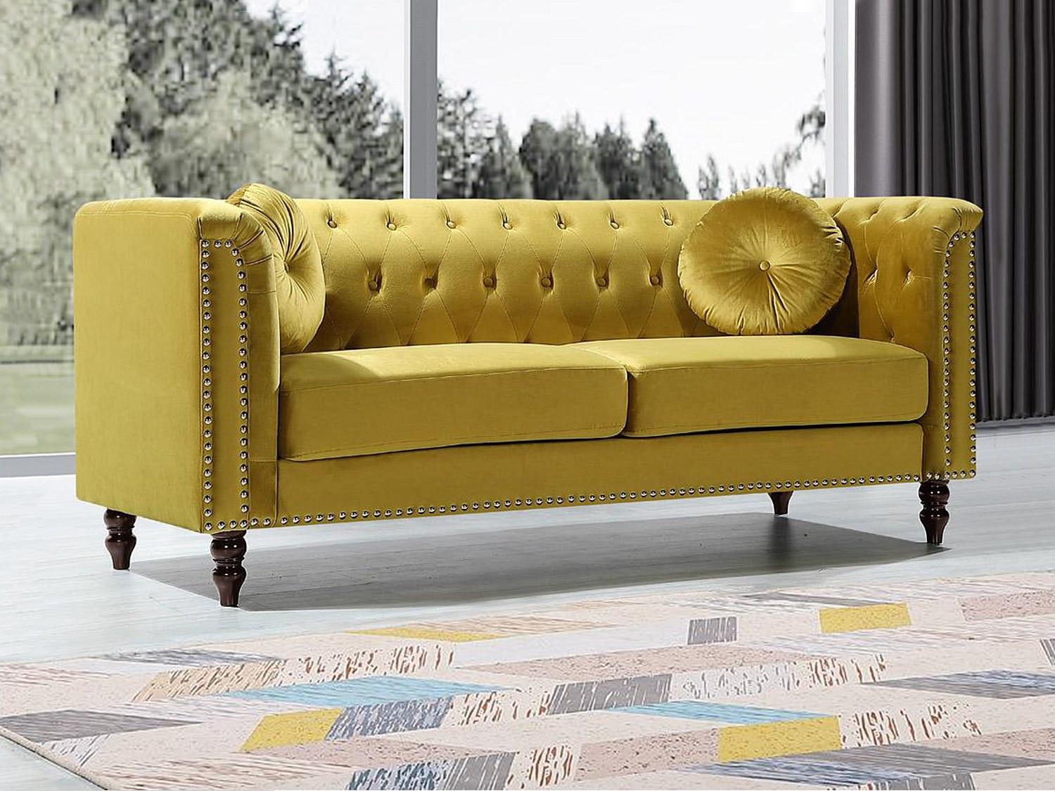 Vente-unique Sofa 3-Sitzer - Samt - Senfgelb - TURNER  