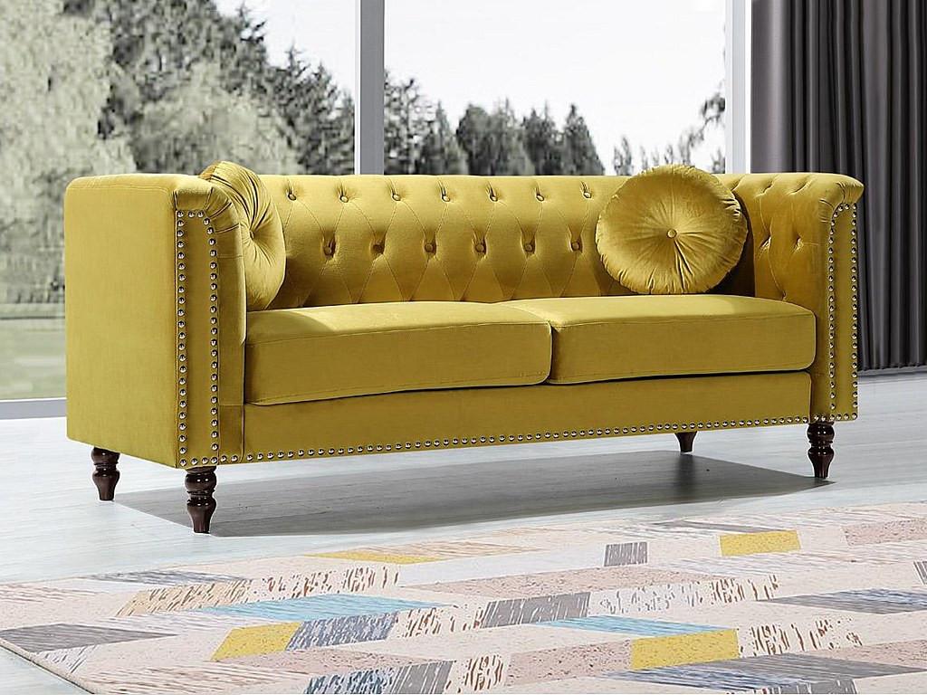 Vente-unique Sofa 3-Sitzer - Samt - Senfgelb - TURNER  