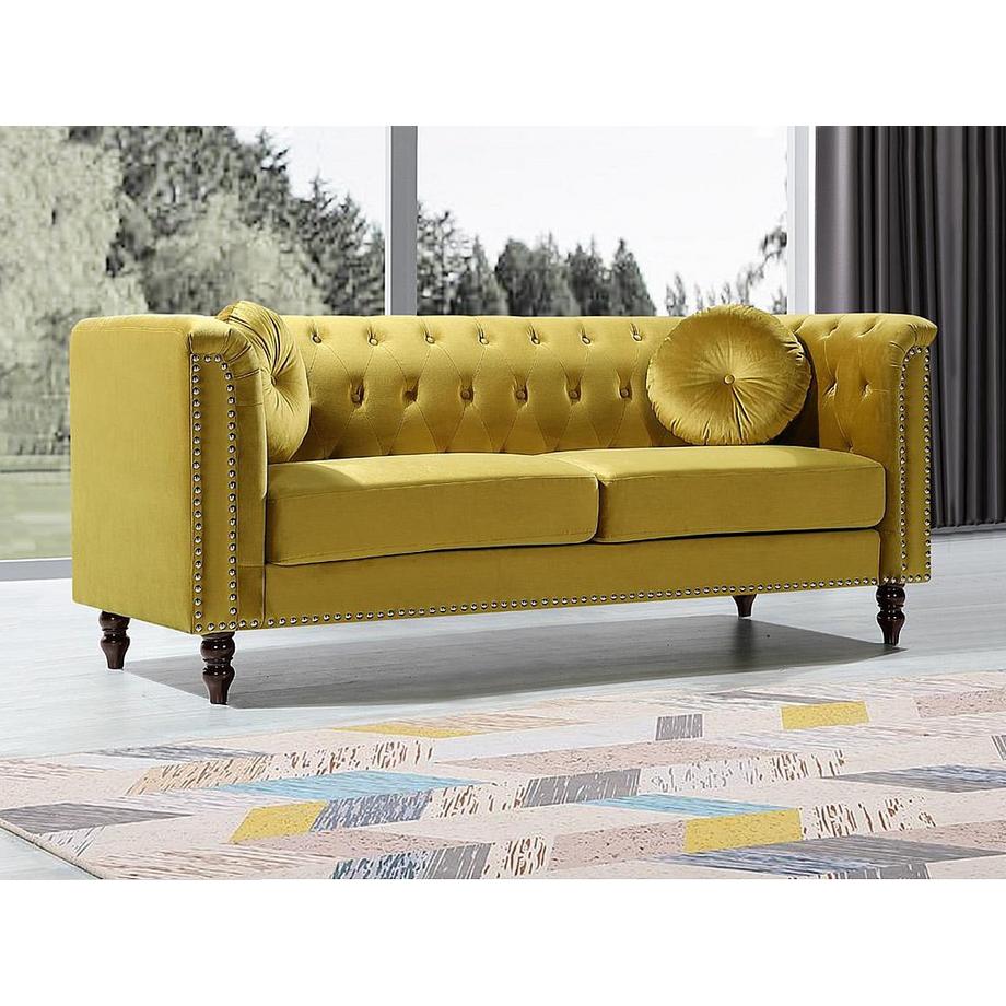 Vente-unique Sofa 3-Sitzer - Samt - Senfgelb - TURNER  